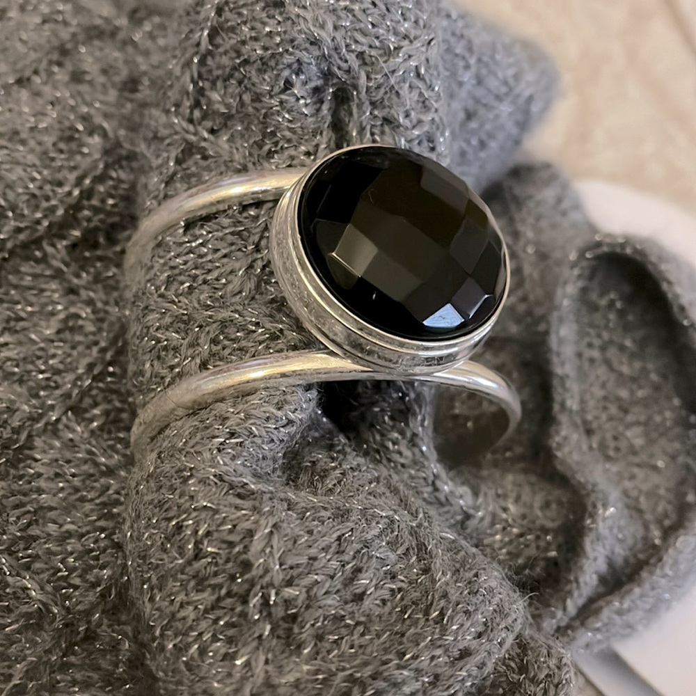 Black onyx pewter bracelet